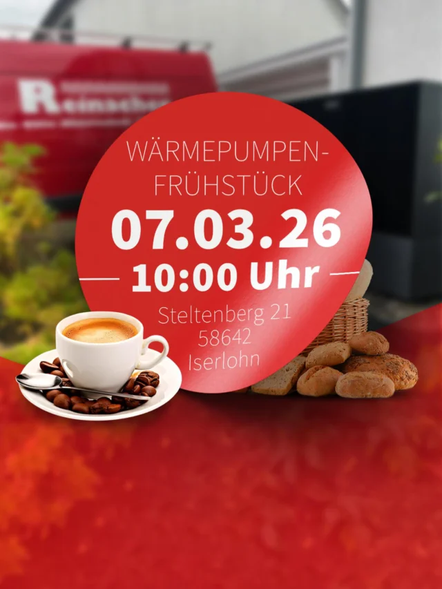 Frühstücken & Energiewende erleben? Geht bei uns! ☕️🔌
Ihr wollt moderne Wärmepumpentechnologie nicht nur im Prospekt sehen, sondern live erleben? Dann kommt zu unserem Wärmepumpenfrühstück bei Reinacher!
Wir holen den Viessmann Truck als mobilen Showroom direkt zu uns nach Letmathe. 🚛✨
Das erwartet euch:
✅ Technik zum Anfassen (Wärmepumpen live im Truck!)
✅ Spannende Einblicke in die Heizung der Zukunft
✅ Persönlicher Austausch bei Kaffee & Brötchen 🥐☕️
✅ Unsere Experten beantworten alle eure Fragen
Wann? 07.03.2026 um 10:00 Uhr 
Wo? Direkt bei uns in Letmathe!
Schnell sein lohnt sich: Die Plätze für das Frühstück sind begrenzt! ⏳
Meldet euch jetzt direkt an unter: www.reinacher.de 💻
Wir freuen uns darauf, mit euch gemeinsam in die grüne Zukunft zu starten! 🌍💪
#Viessmann #Energiewende #Nachhaltigkeit #Wärmepumpe #ZukunftHeizen